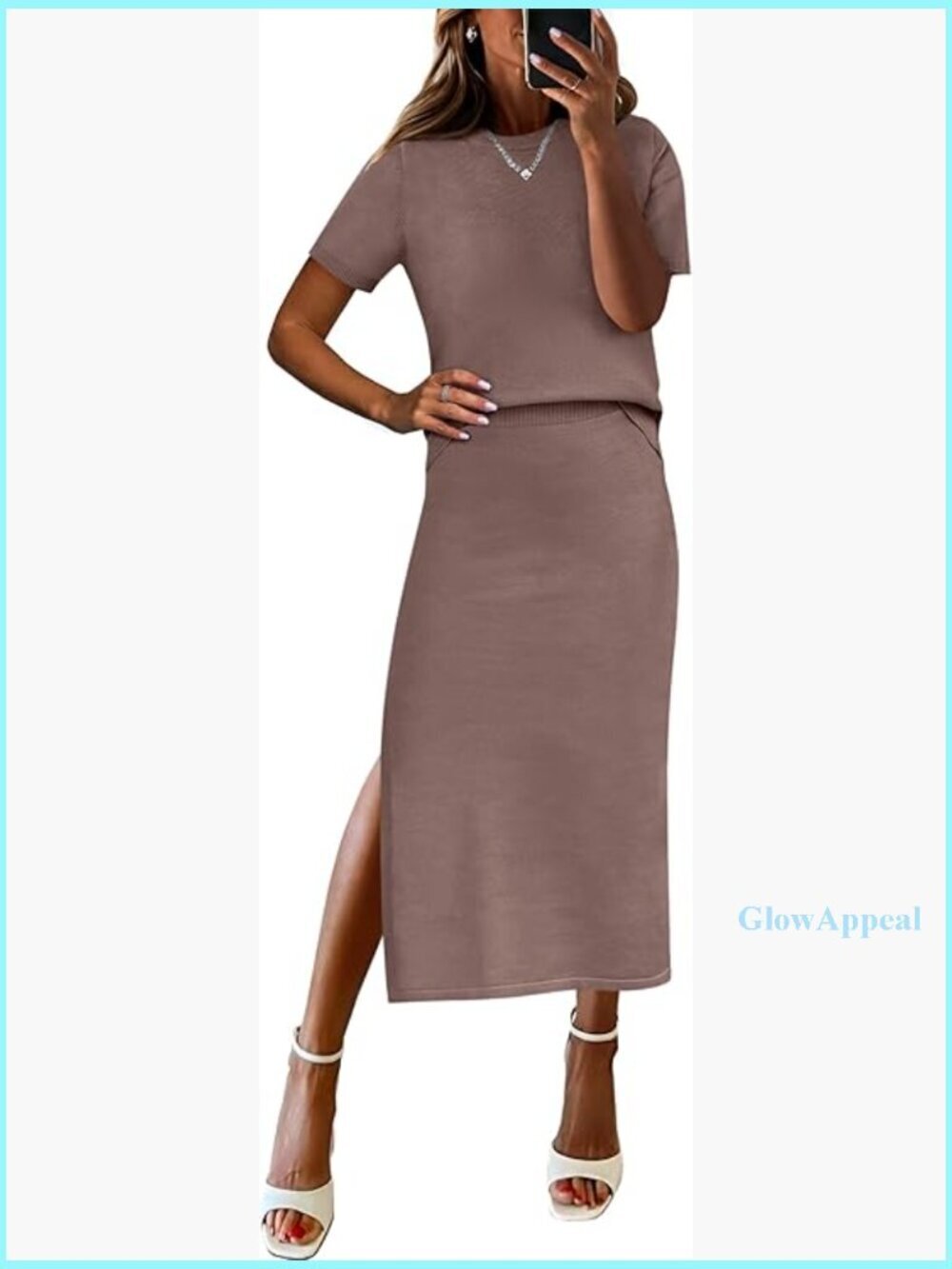 Loose Fit Knit Sweater Skirt Set, 2 Piece Lounge Outfit, Midi Pencil Skirt